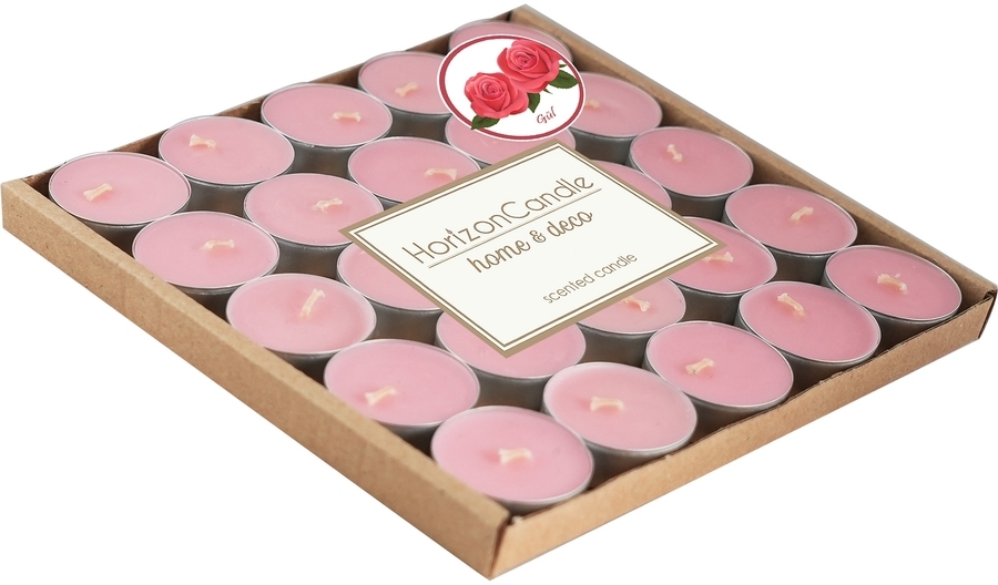 91017970 Свеча Horizon Candles чайная плавающая высота 14 мм d 37 мм 25 шт/уп ГИЛЬЗА на 3 часа горения роза STLM-0443364 MIR LIGHT