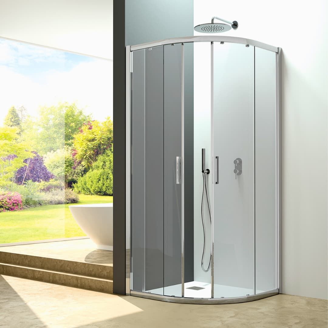 Алюминиевый и стеклянный угловой полукруглый душ с раздвижной дверью CSA Box Doccia ERICA ARCH-00142515 - Вид №1