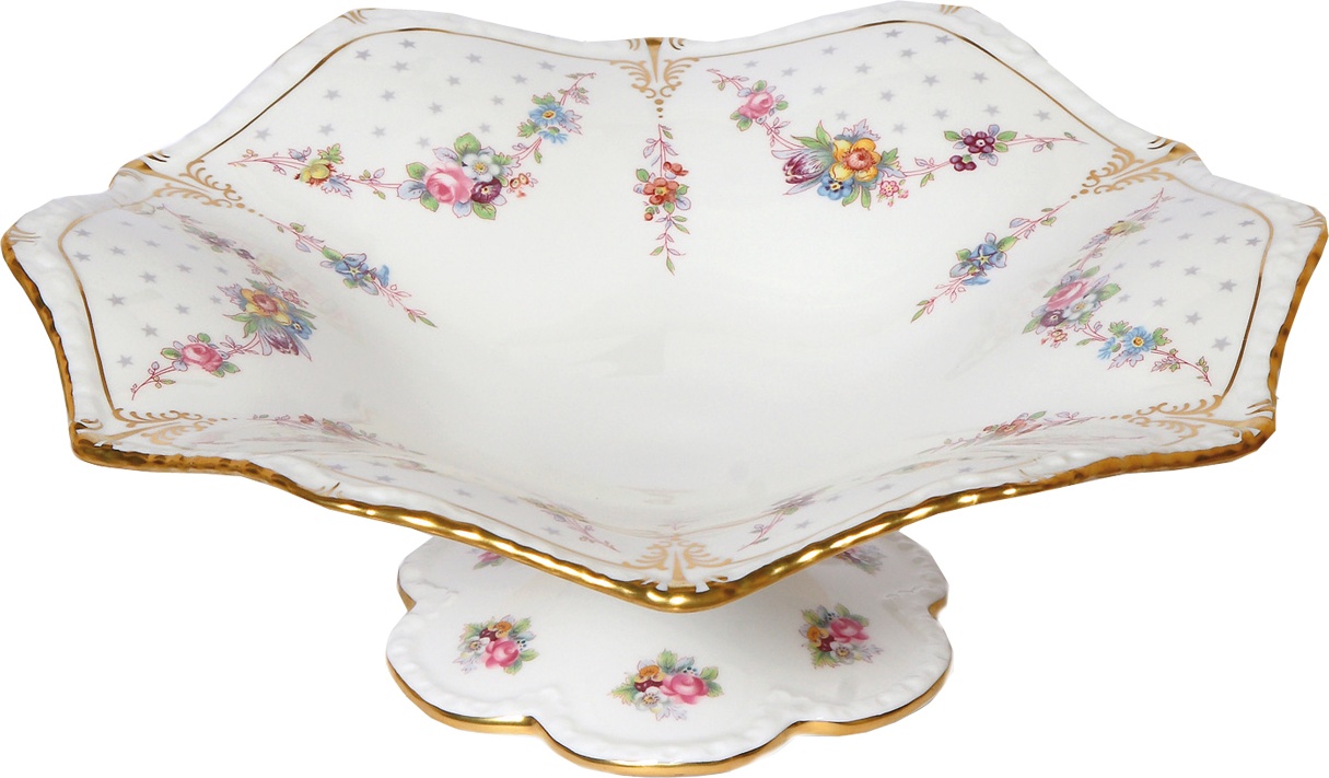 90750 Royal Crown Derby Блюдо на ножке Royal Crown Derby "Роял Антуанетта" 30см Фарфор костяной 