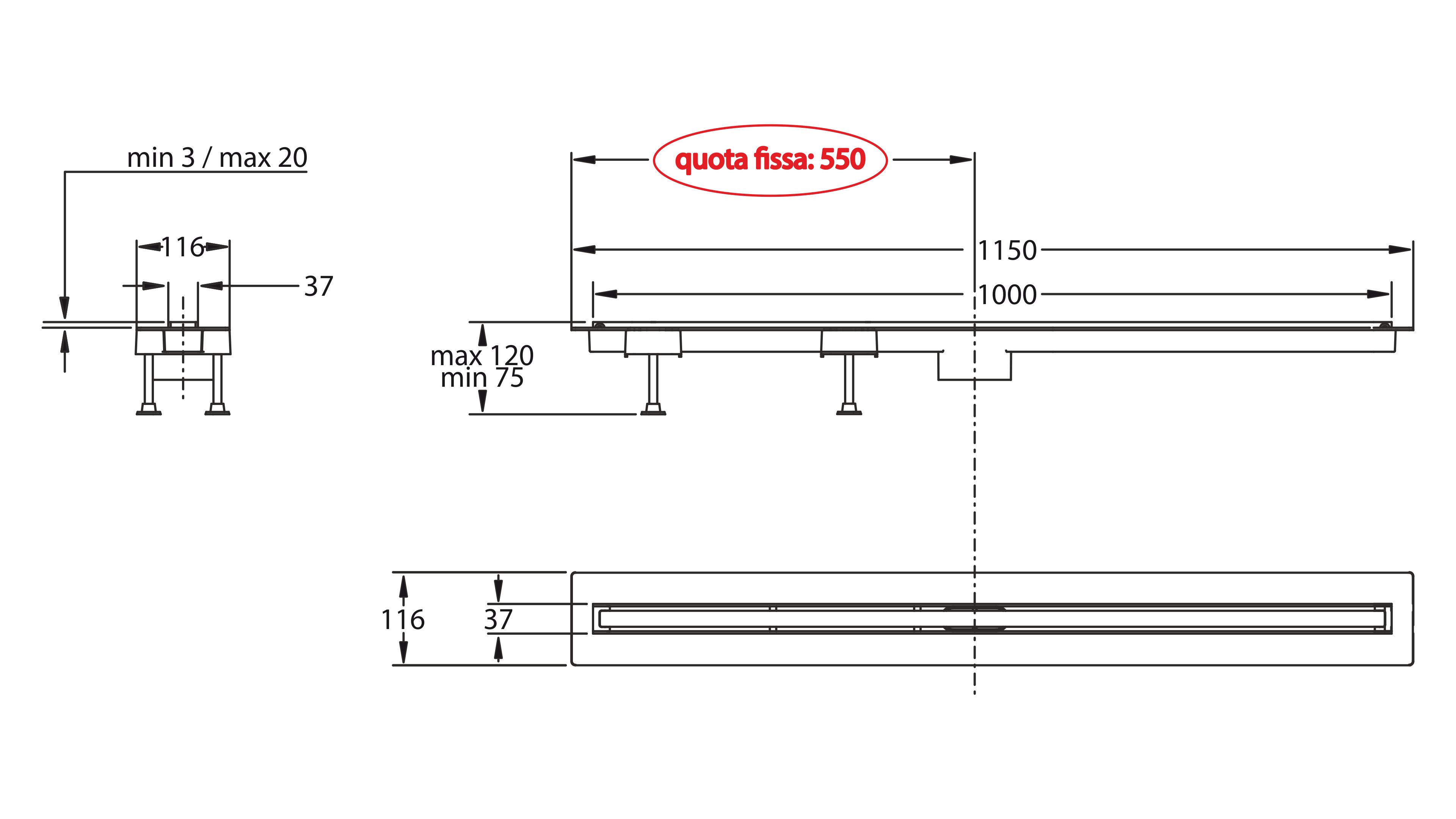 Алюминиевый слив для душа Bonomini Canalissima ARCH-00034321 - Вид №2