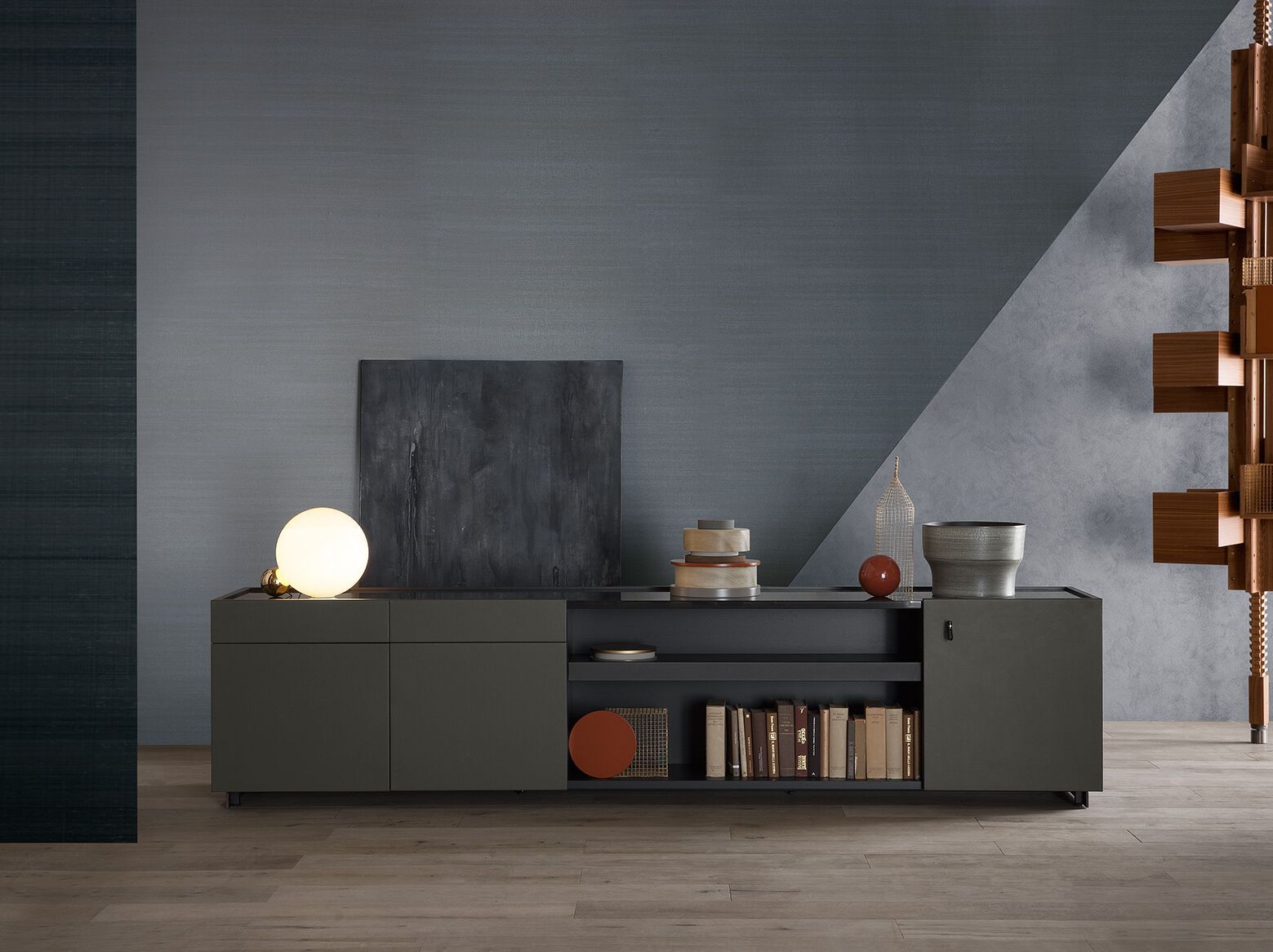 Деревянный низкий офисный шкаф Poltrona Frau офис-системы управления ARCH-00102161 - Вид №2