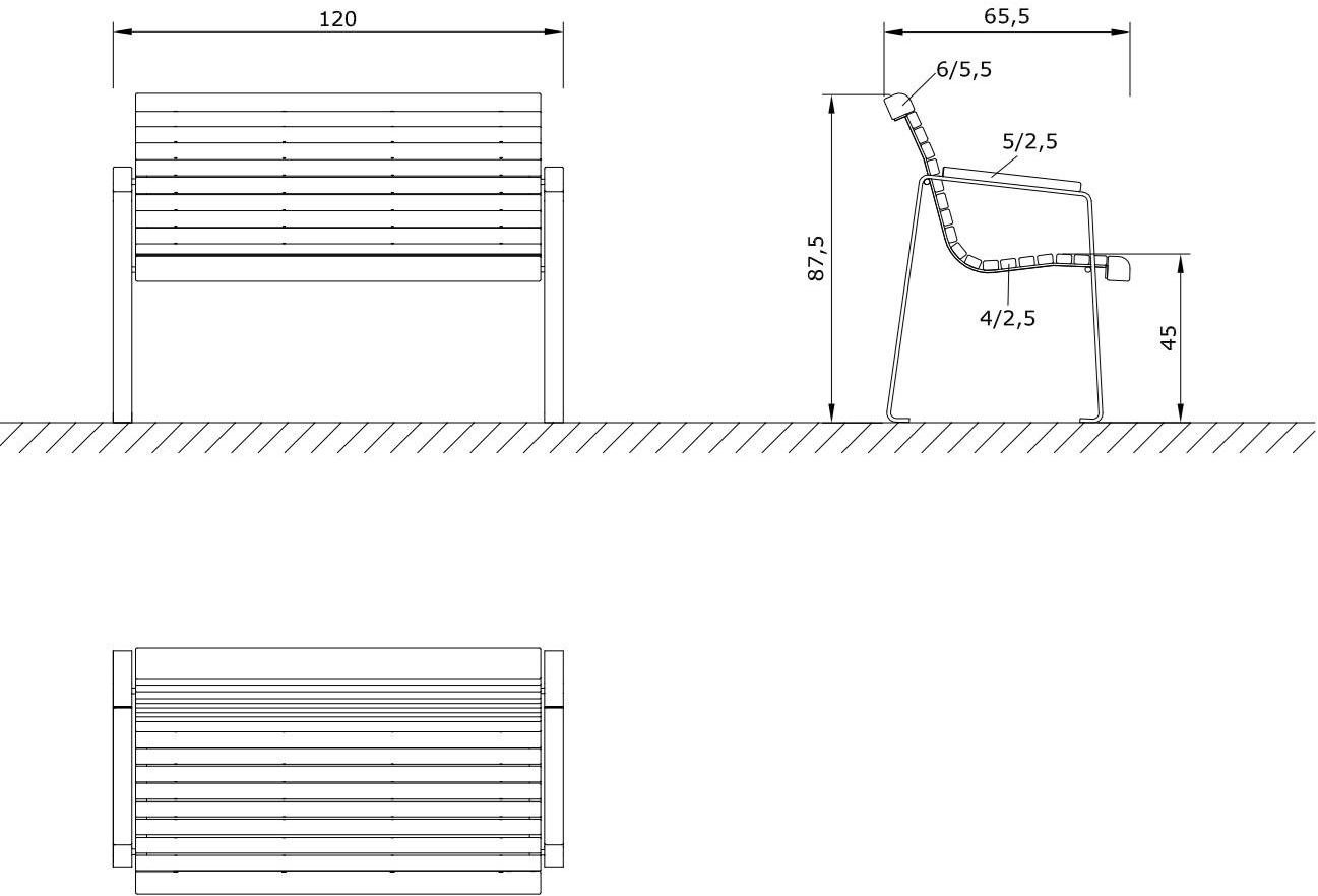 Euroform W Скамья из дерева с подлокотниками со спинкой Comfort 345, 346, 347 - Вид №8
