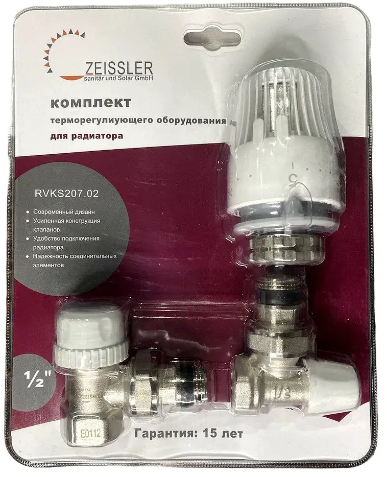 90865365 Термостатический комплект Tim&Zeissler для подключения радиатора 1/2 угловой RVKS207.02 STLM-0943334