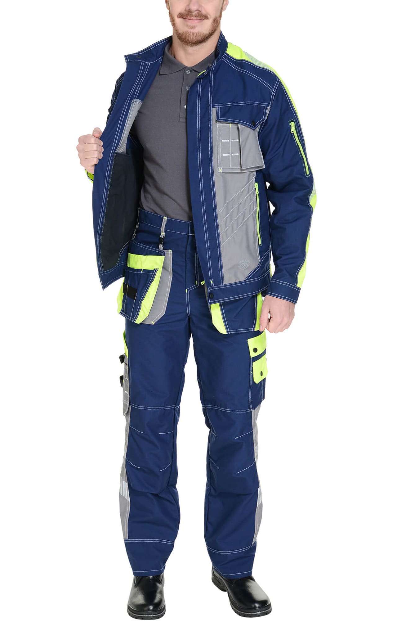 68849 Костюм "Прогресс" темно-синий с серым лимон  Летняя спецодежда  размер 60-62/182-188  - Вид №7