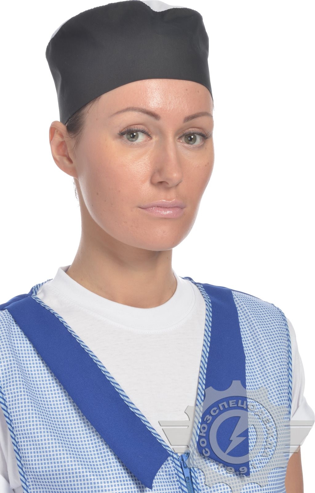 61162 Головной убор "Таблетка" ткань "Тиси" черно-белая  Повар  размер 59-60 Спецодежда  - Вид №2