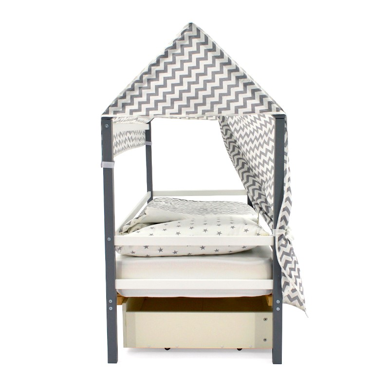 Крыша для кровати-домика текстильная Svogen зигзаги графит БЕЛЬМАРКО  00-3833092 Серый Santreyd  - Вид №4
