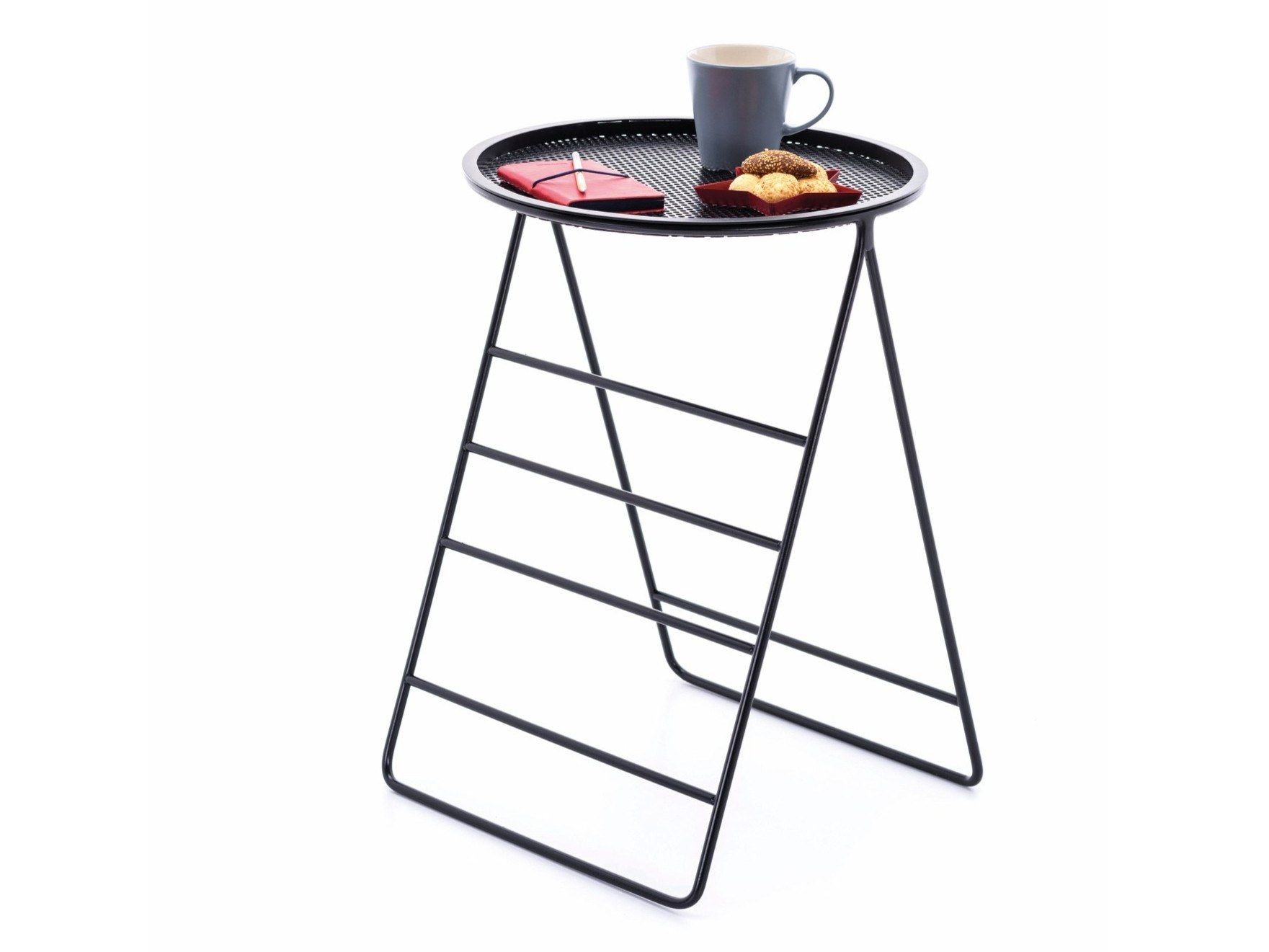 Высокий окрашенный металлический журнальный столик с подносом Ersa HI ARCH-00153049