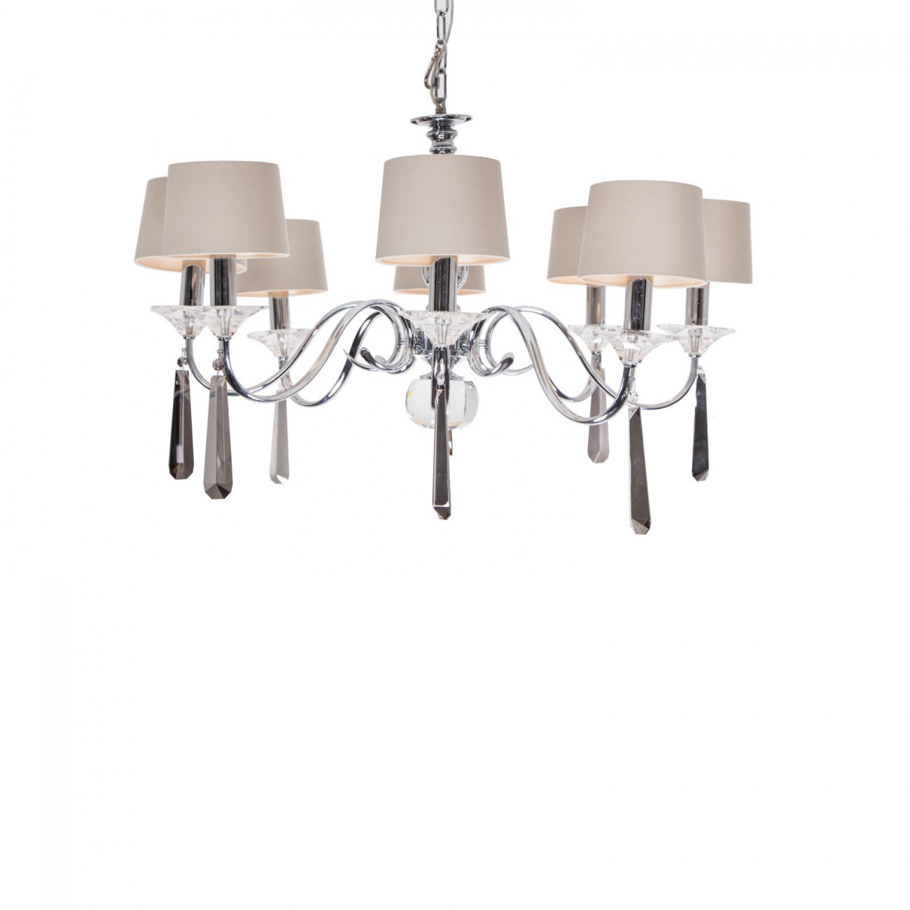 Люстра Nickel and Black Crystal 8 плафонов хром 5377 RVASTLEY ДИЗАЙНЕРСКИЕ, PUSHA 061529 Хром  - Вид №1