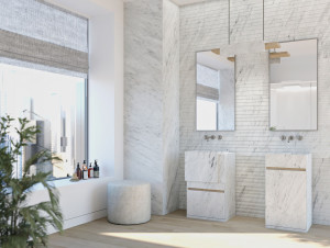 Квадратный отдельно стоящий умывальник из натурального камня