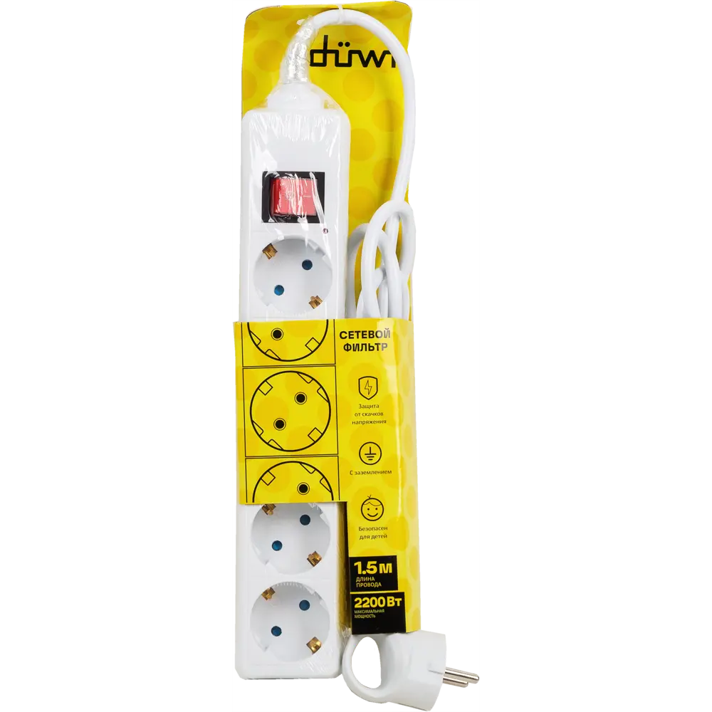 Сетевой фильтр Duwi DSP-02 5 розеток 1.5 м цвет белый Santreyd STLM-2122190 - Вид №5