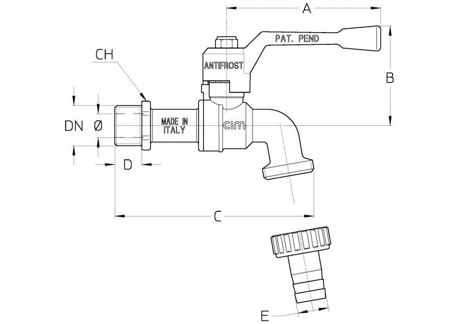 CIMBERIO CIM 34/1 1 Морозоустойчивый шаровой сливной кран CIM 34/1  - Вид №1