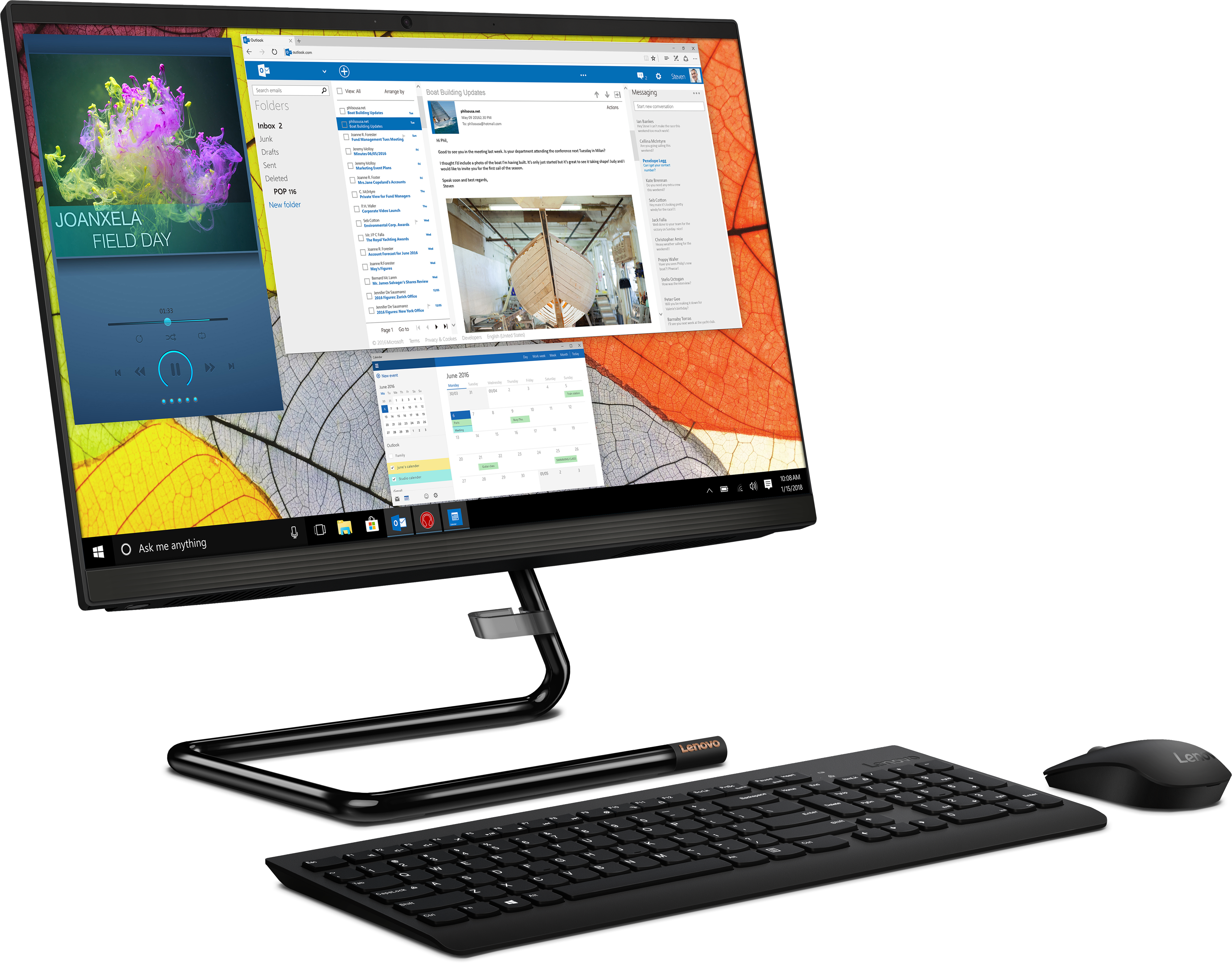 F0EA005GRK ideacentre aio a340-22igm 21.5"(1920x1080 ips)/intel celeron j4025(2ghz)/4096mb/128ssdgb/dvdrw/int:intel uhd graphics 600/bt/wifi/war 1y/5.28kg/black/dos + клавиатура, мышь usb Lenovo Santreyd  - Вид №2