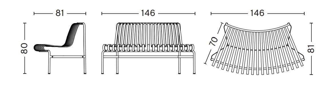 Стальная садовая скамейка с порошковым покрытием со спинкой Hay Палисад ARCH-00074175 - Вид №70