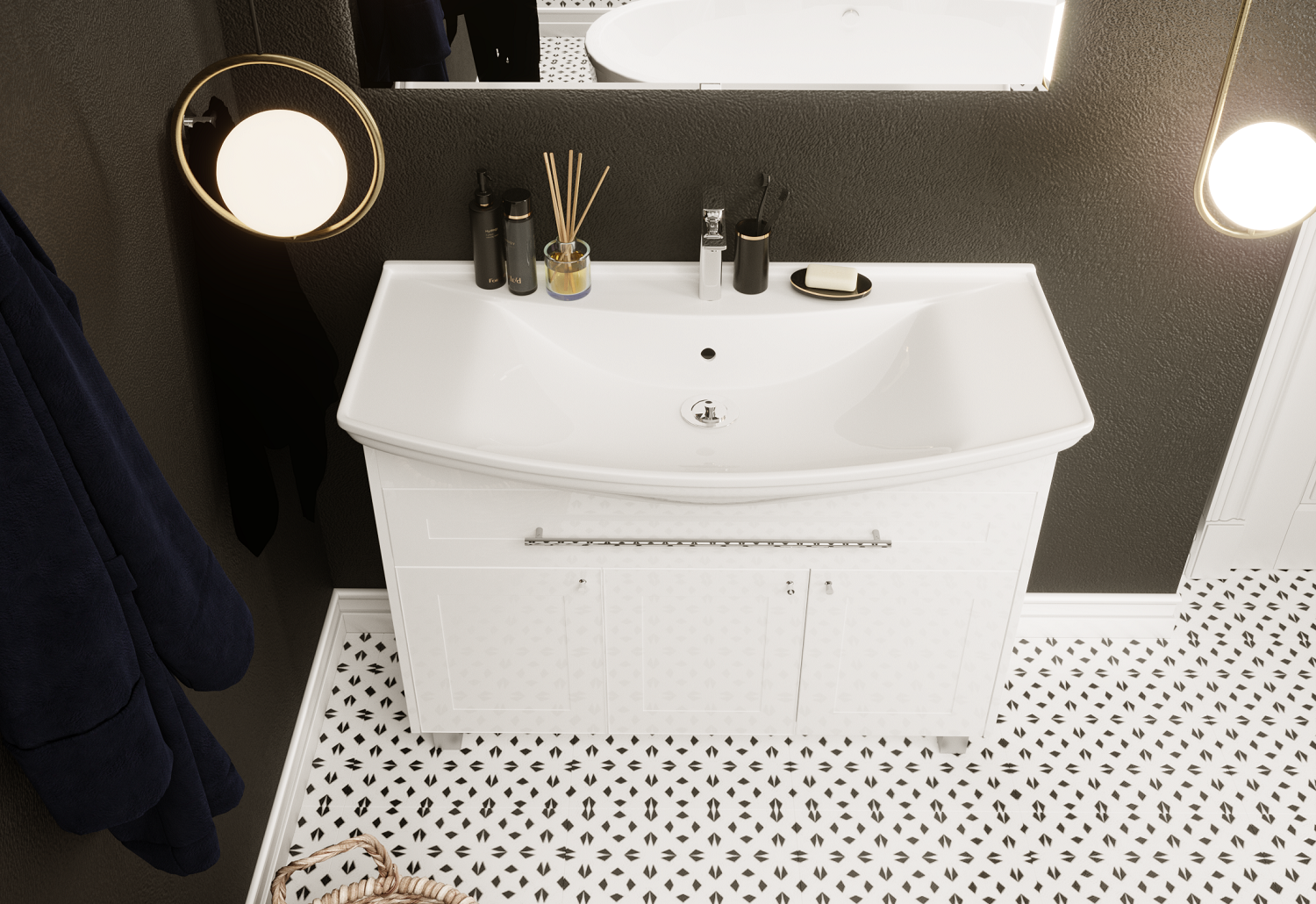 У94491 Тумба Lina Classic New 105Н 1в.я 3д Белый глянец 1 Marka Lina Classic  - Вид №3