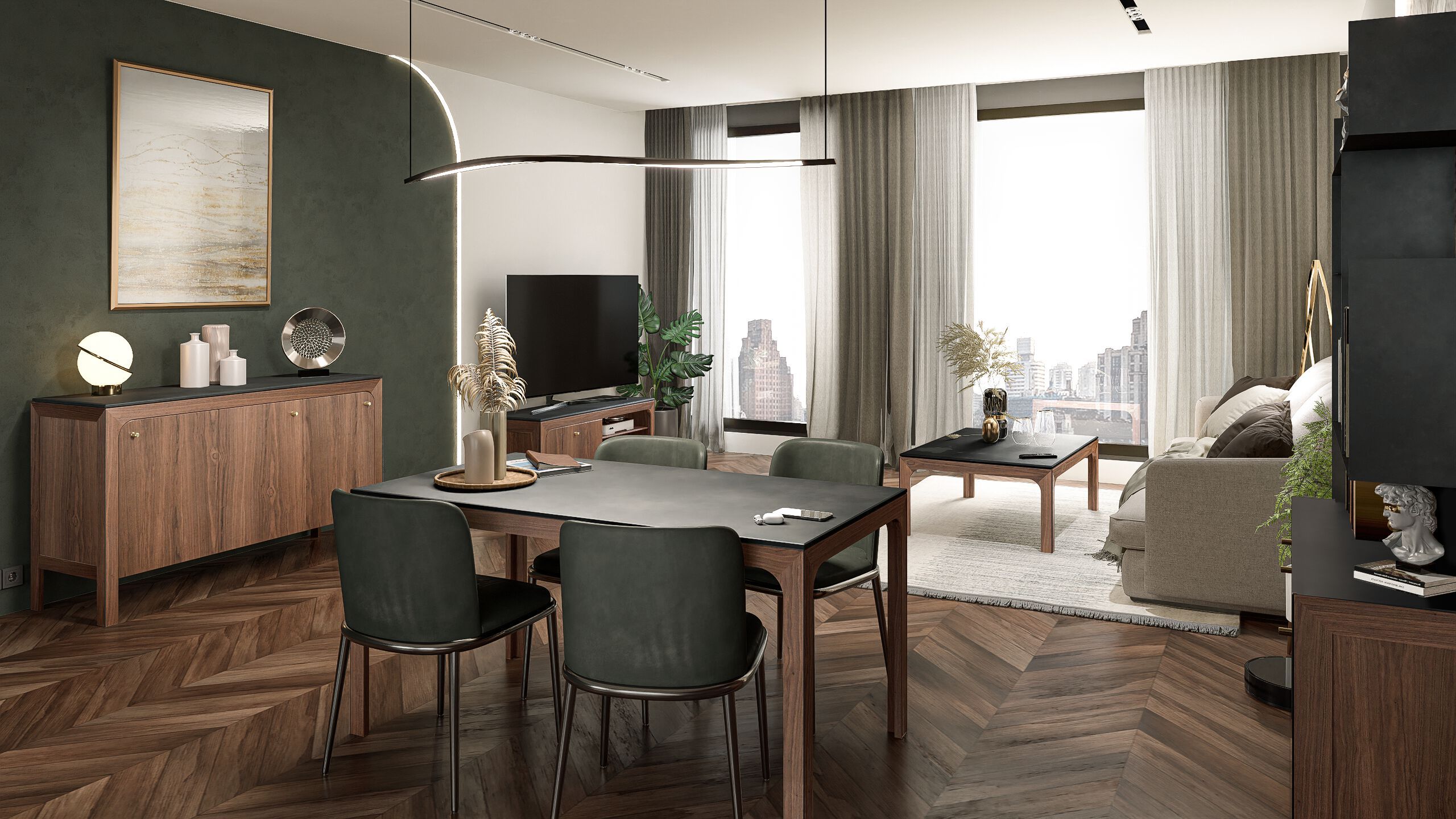 Журнальный столик из грецкого ореха с столешницей из смолы Antoine Perdrieau Marietti ARCH-00007793