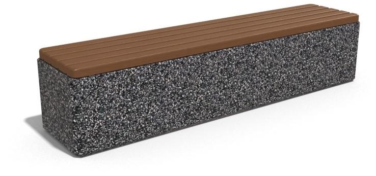 ENCHO ENCHEV - ETE Скамейка из бетона и дерева без спинки  183  - Вид №3