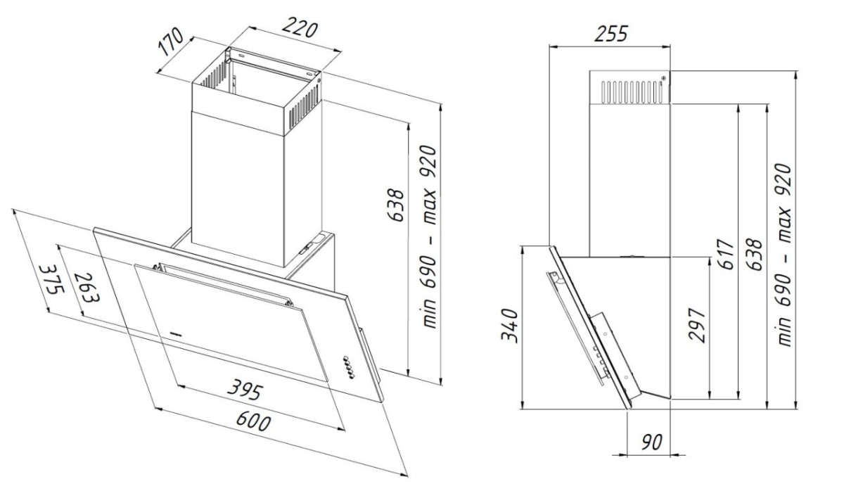 9235618 Вытяжка наклонная Akpo WK-4 Optima 3.0 черный/черный STDN-0006712 - Вид №9