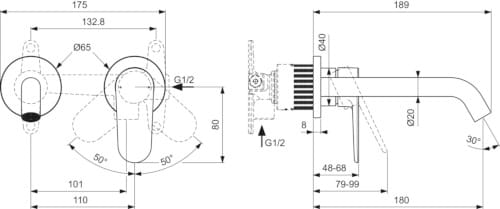 Однорычажный настенный смеситель для раковины Ideal Standard CERAFINE O ARCH-00047049 - Вид №4