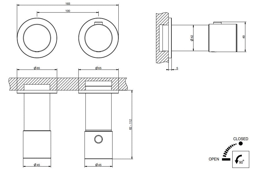 Хром латунь термостатический смеситель для душа Gessi Habito ARCH-00100571 - Вид №2