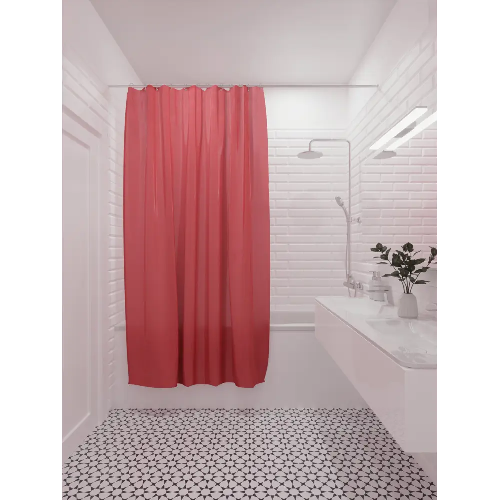 Штора для ванной Аквалиния PE1148C 180x200 см PEVA цвет красный STLM-2180763 - Вид №6