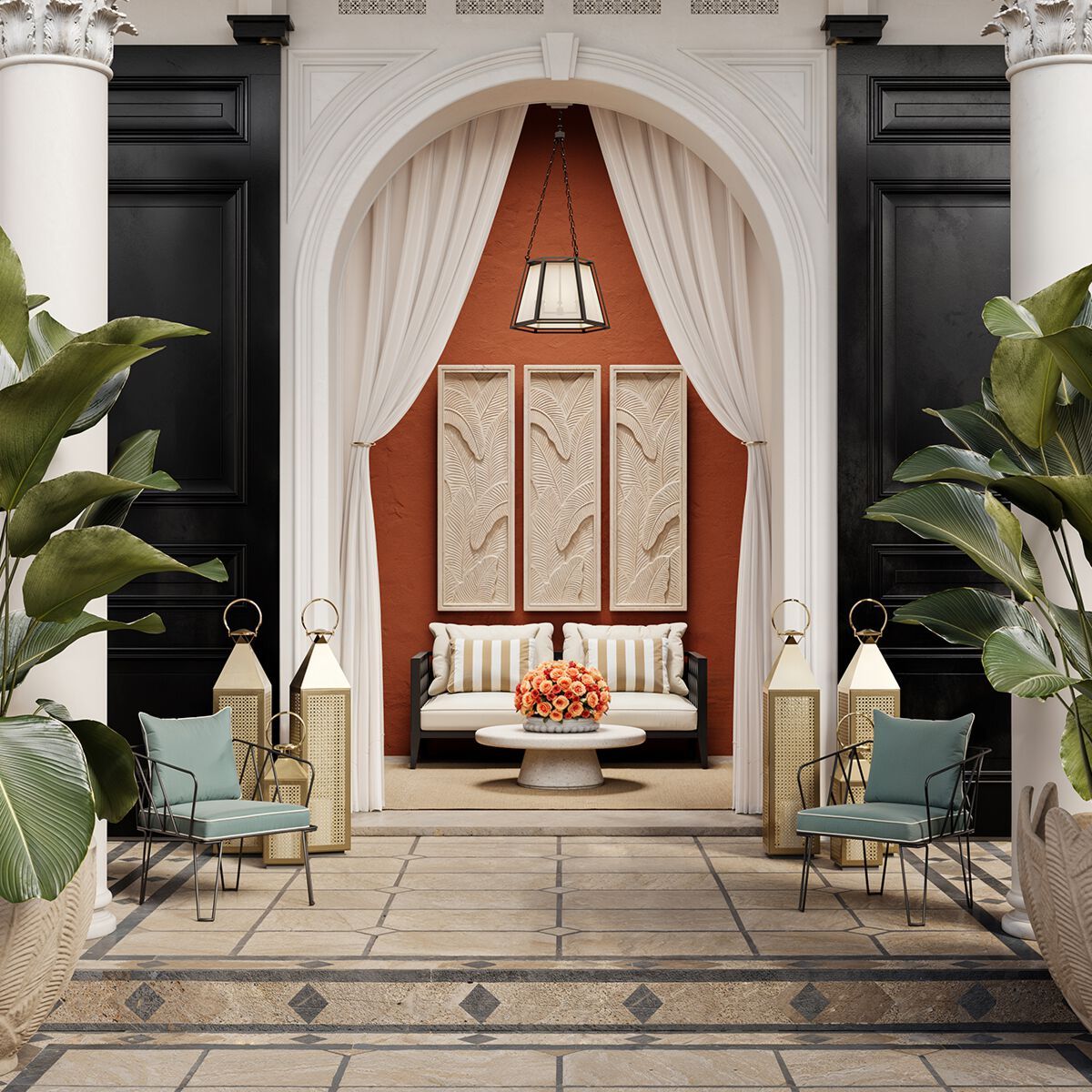 Тканевый садовый стул с подлокотниками Eichholtz CLIFTON ARCH-00124685 - Вид №1