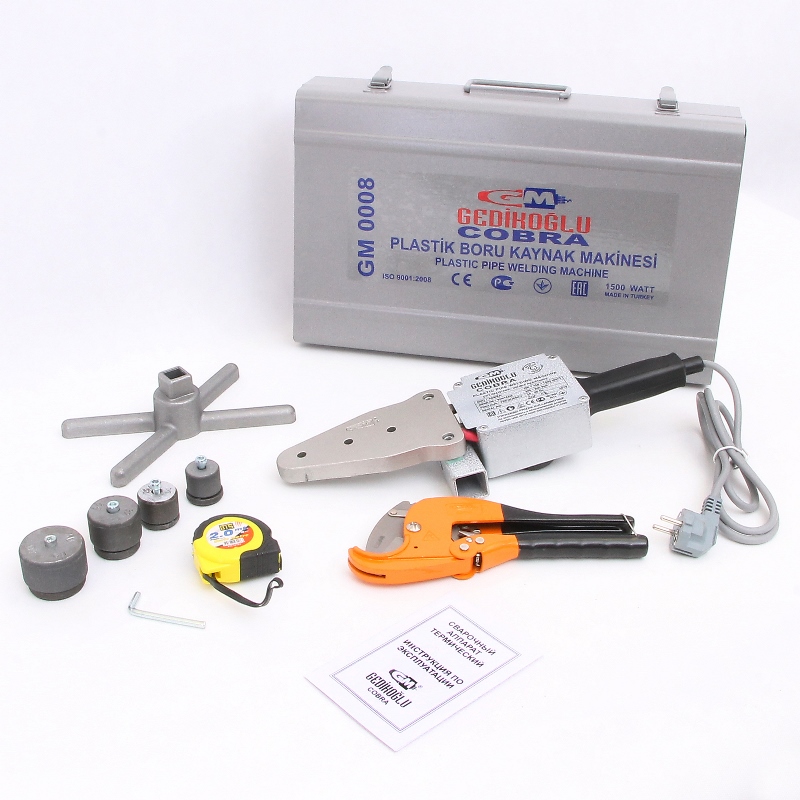Набор монтажный GM Cobra EKONOMIK для сварки PPR-труб 1500 Вт 16-63 мм, насадки 20-40 мм, резак, рулетка GM0008 - Вид №2
