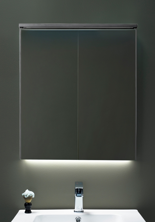 1590701 Шкаф Кромкого Зеркала 600 Серый Антрацит Hafa  Антрацитовый  - Вид №1