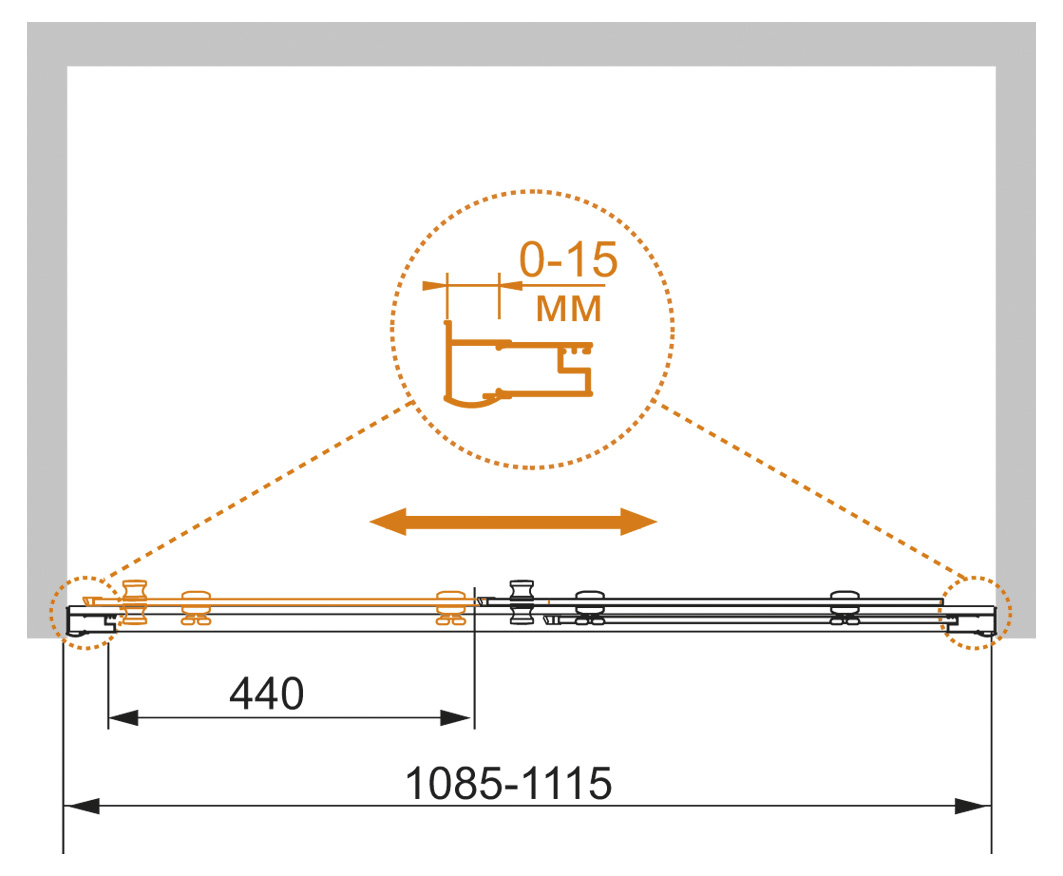 Душевая дверь в нишу CEZARES PRATICO-BF-1-110-C-Cr - Вид №7