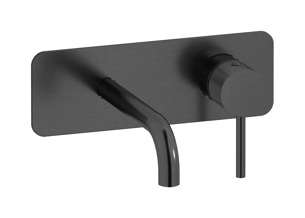 Встроенный в стену смеситель для раковины на 2 отверстия в комплекте с донным клапаном. WE ARE IB id206cs Brushed Black Chrome Industria