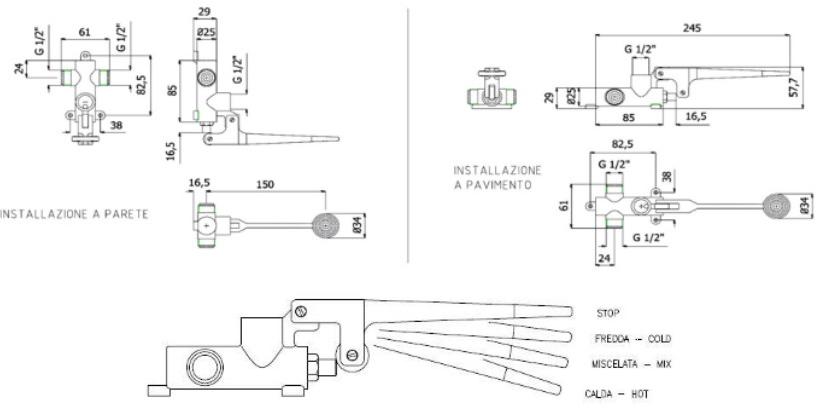 Saniline Смеситель с педальным управлением для общественных туалетов  Rupd1102n  - Вид №1