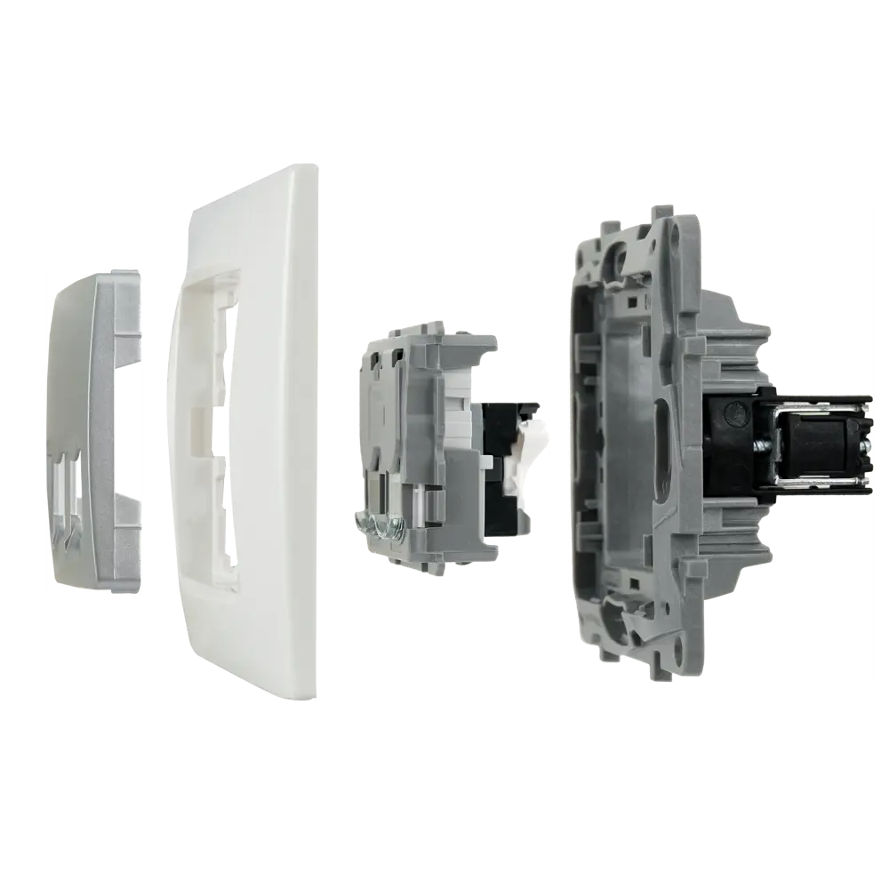 Телефонная/компьютерная розетка встраиваемая Legrand Etika RJ11/RJ45 UTP cat 5e цвет алюминий 82496552 STLM-2208379 - Вид №6