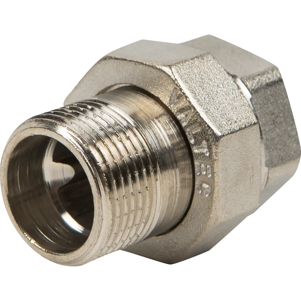 Сгон прямой Valtec, американка, внутренняя-наружная резьба, 3/4", никелированная латунь STLM-2069924