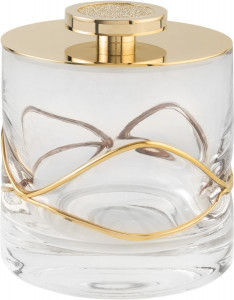 6620/GO Surya Crystal Stream, емкость для ватных дисков с крышкой, цвет золото