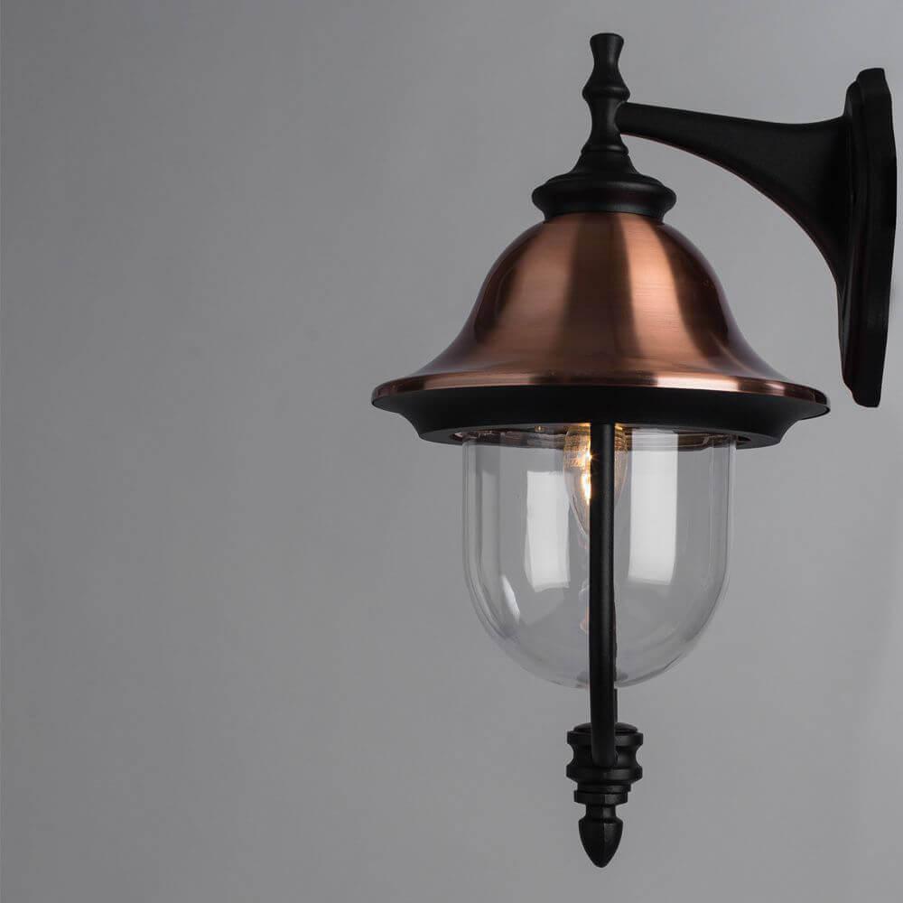 Уличный настенный светильник металлический золотистый Arte Lamp Barcelona A1482AL-1BK ARTE LAMP ФОНАРЬ 00-3897333 Золото  - Вид №1