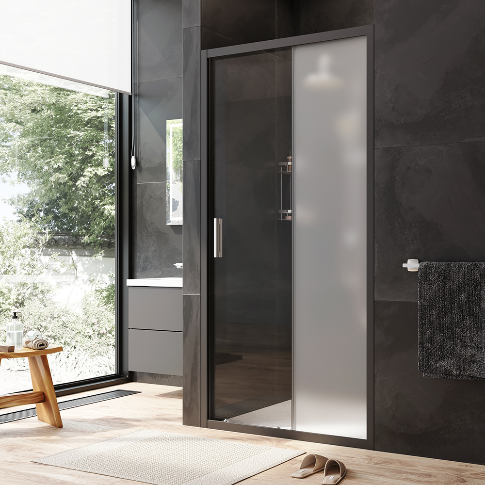 W90G-100-1-195BM Solo Дверь душевая 100х195 стекло матовое профиль черный матовый AM.PM Gem