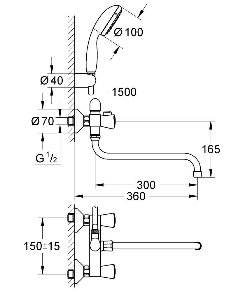 26792001 Смеситель для ванны Grohe Costa S хром - Вид №1