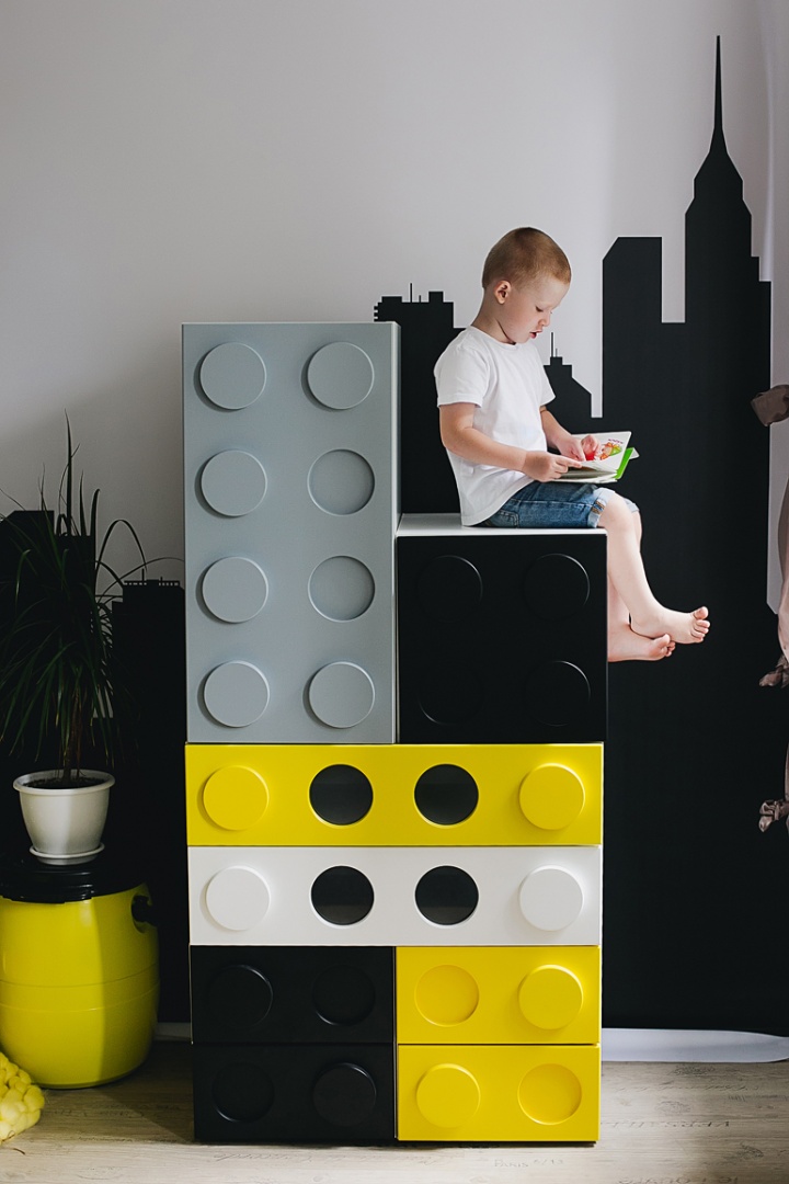 Тумбочка детская с 2 ящиками "Леголенд" МАНДАРИН ЛЕГОЛЕНД 179555 Белый;голубой Santreyd  - Вид №9