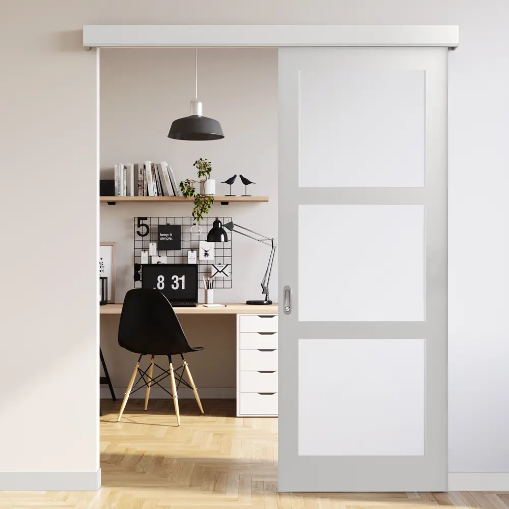 Дверь межкомнатная со стеклом Британия 70x200 см эмаль белый с замком BELWOODDOORS STLM-2132124 - Вид №5