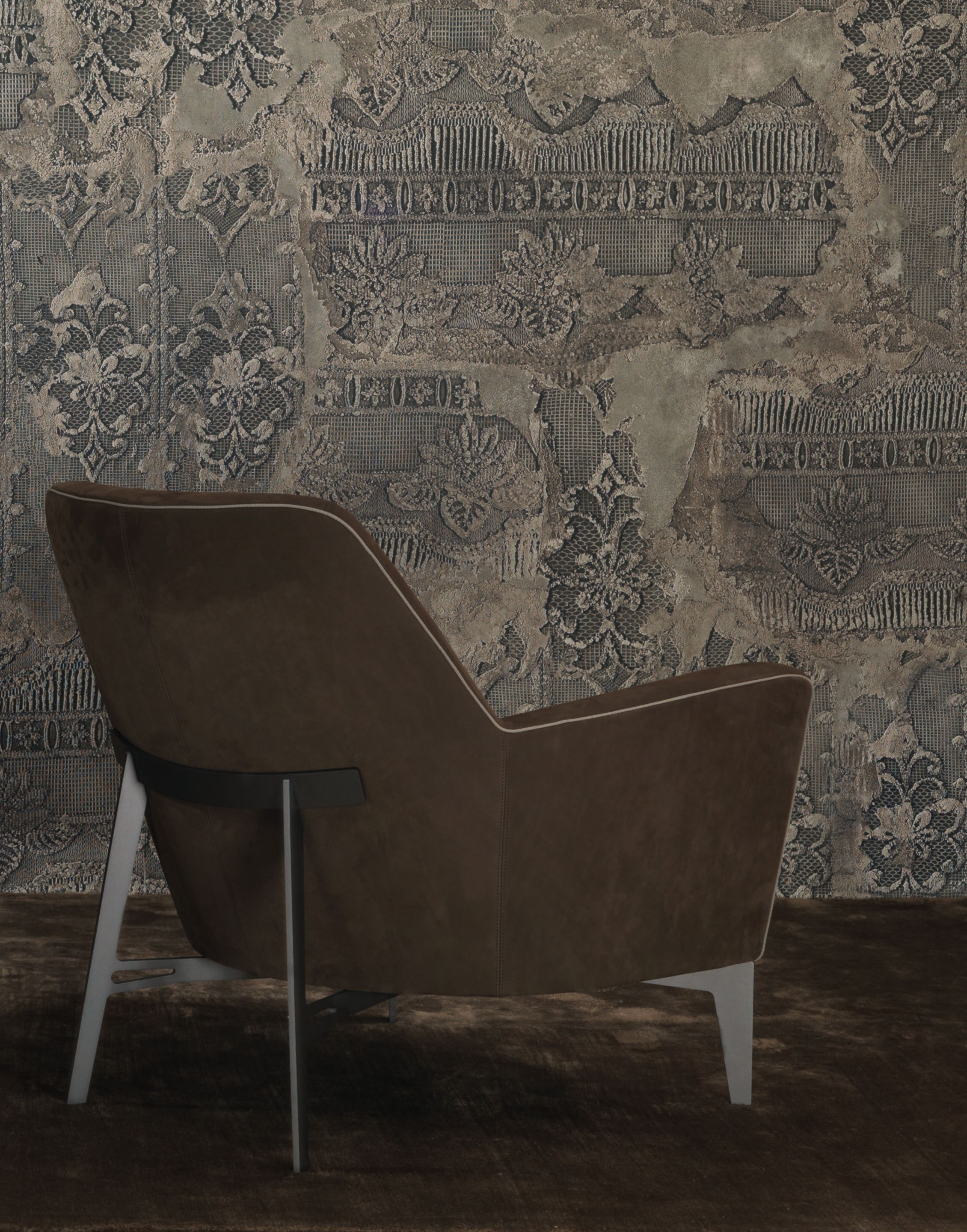 Кожаное и тканевое кресло с подлокотниками Borzalino EVE PLUS ARCH-00129537 - Вид №8