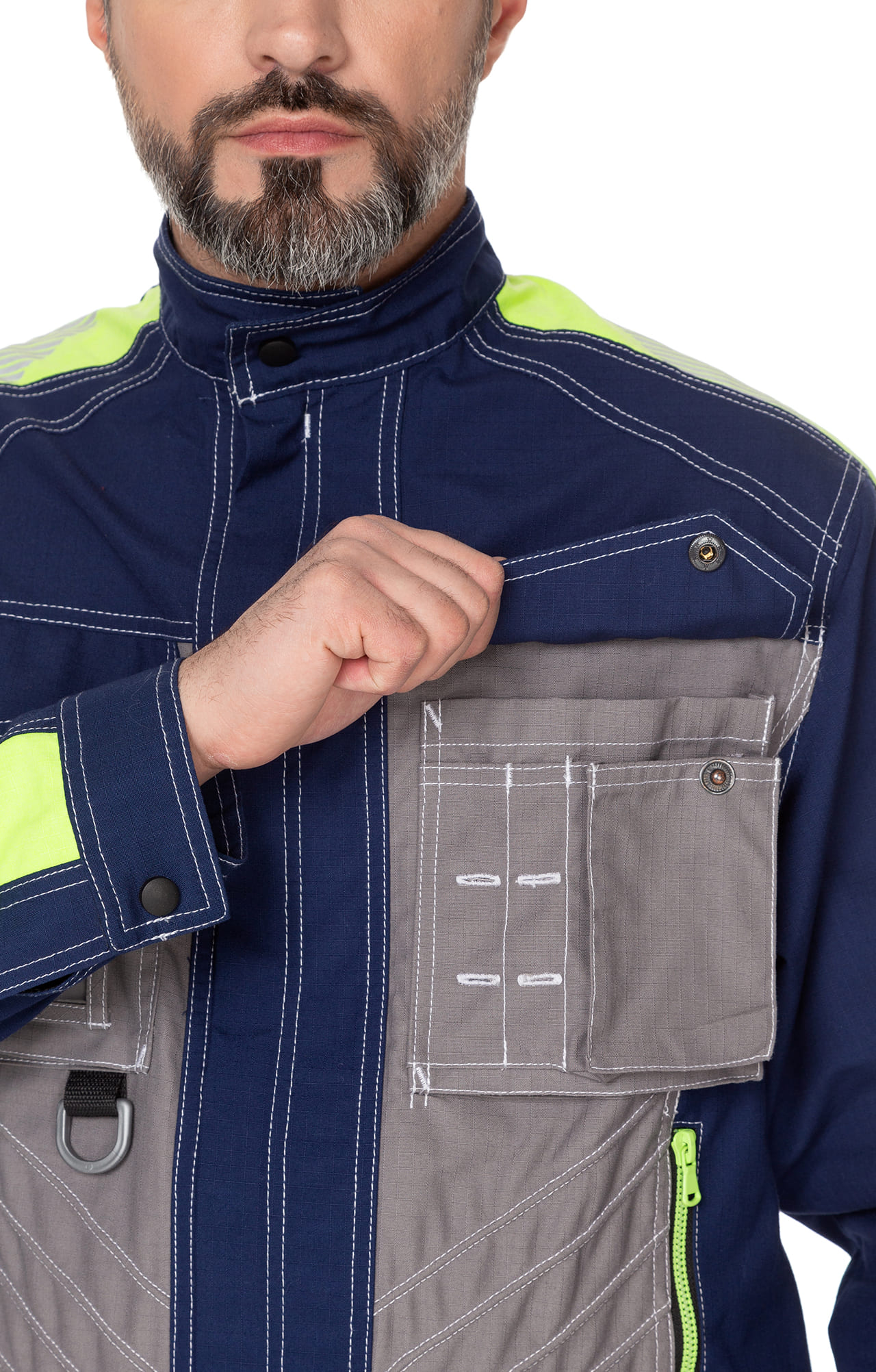 68844 Костюм "Прогресс" темно-синий с серым лимон  Летняя спецодежда  размер 52-54/170-176  - Вид №19