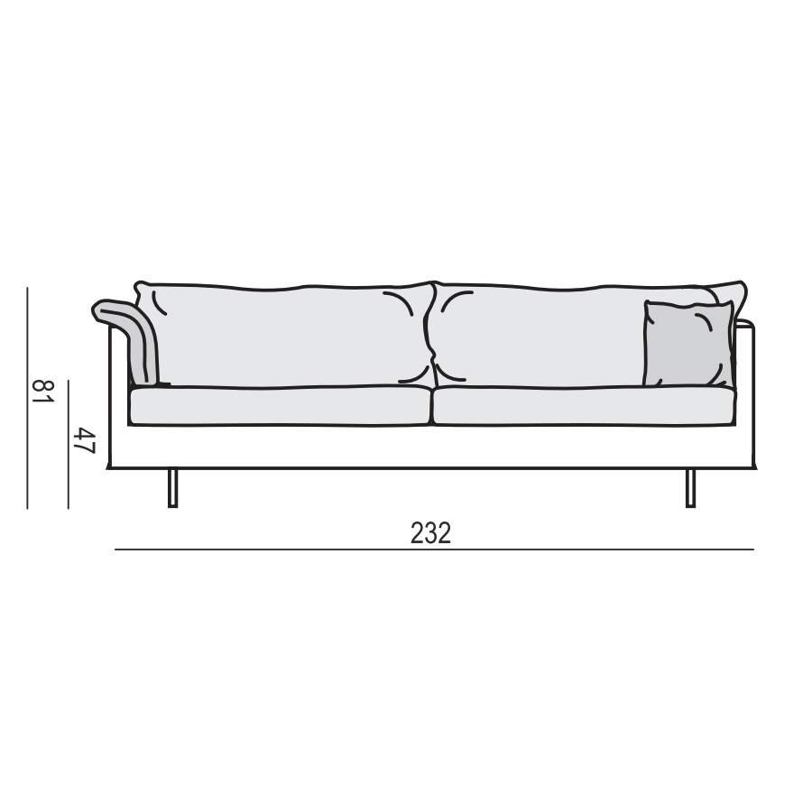Диван Julia, трехместный, светло-бежевый Sits S1262 - Вид №8