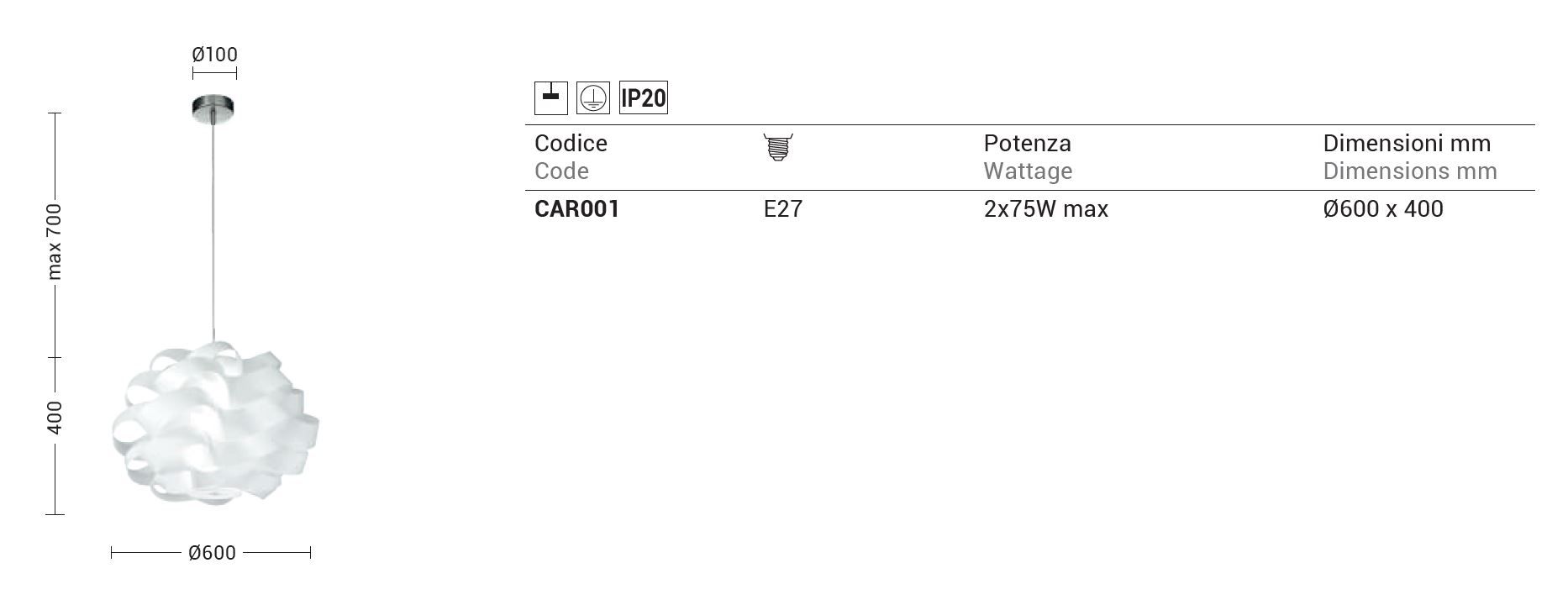 Подвесной светильник из поликарбоната Rossini Illuminazione Carrie ARCH-00047009 - Вид №4