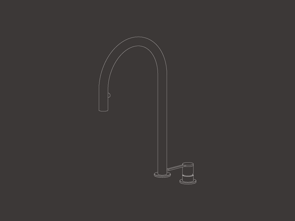 Смеситель для кухни с 2 отверстиями из нержавеющей стали со съемным ручным душем CEADESIGN INNOVO ARCH-00018063 - Вид №1