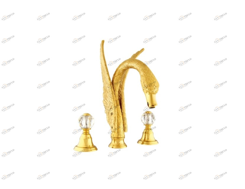 039151.000.62 Раковина с тремя отверстиями и кристаллами swarovski swan series Сатин никель Mestre
