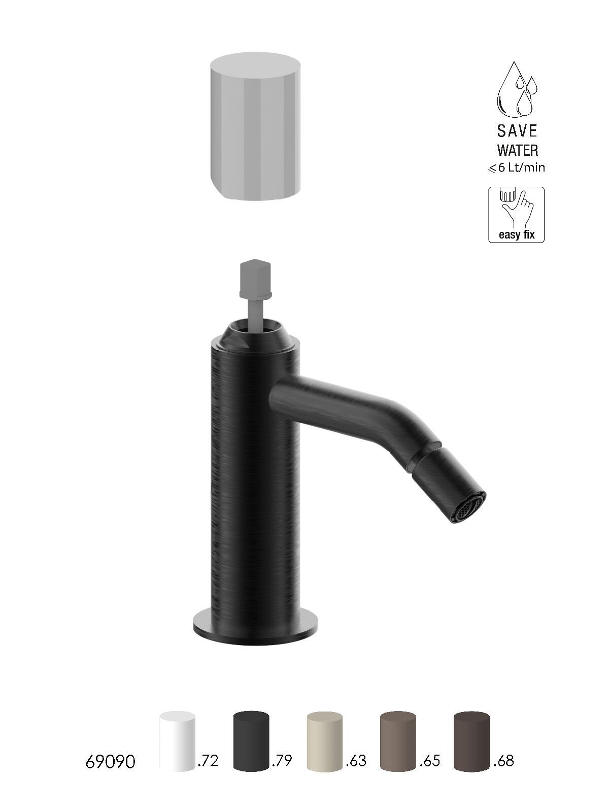 Смеситель для биде из нержавеющей стали с ограничителем расхода Rubinetterie Frattini Pepe XLS 316 ARCH-00055029 - Вид №3