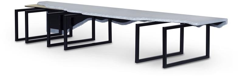 Greenapple Журнальный столик из мрамора Бардиглио и латуни Perfect raw G703096  - Вид №1