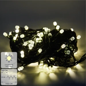 Электрогирлянда комнатная Нить 10м 100 ламп теплый белый 8 режимов работы