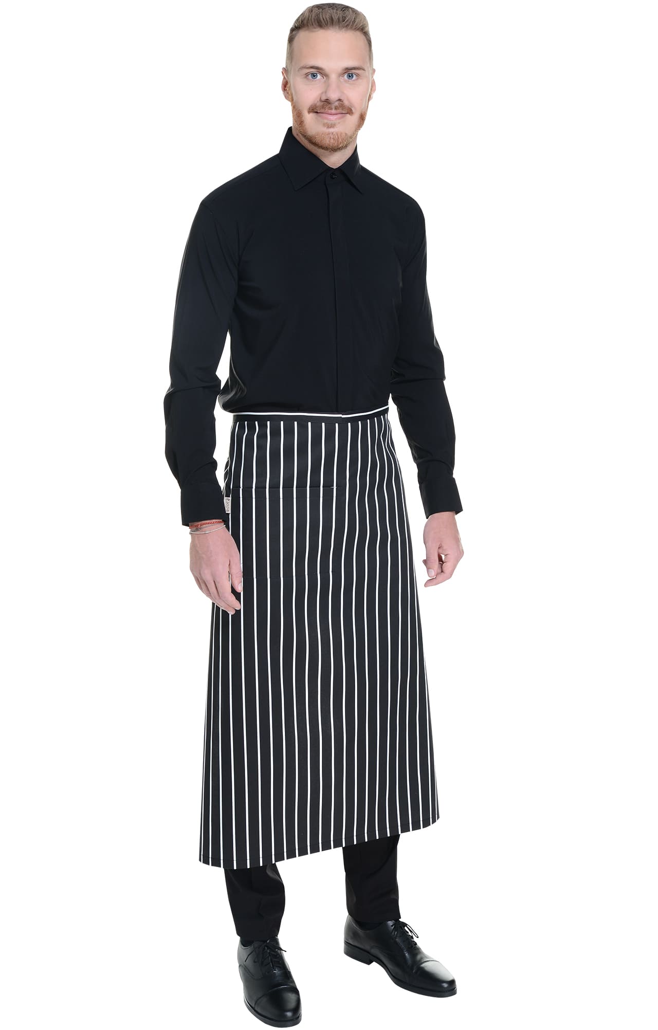 60352 Фартук удлиненный MixColor BLACK (черный/белая полоска) HORECA  Одежда для официантов  размер  - Вид №6