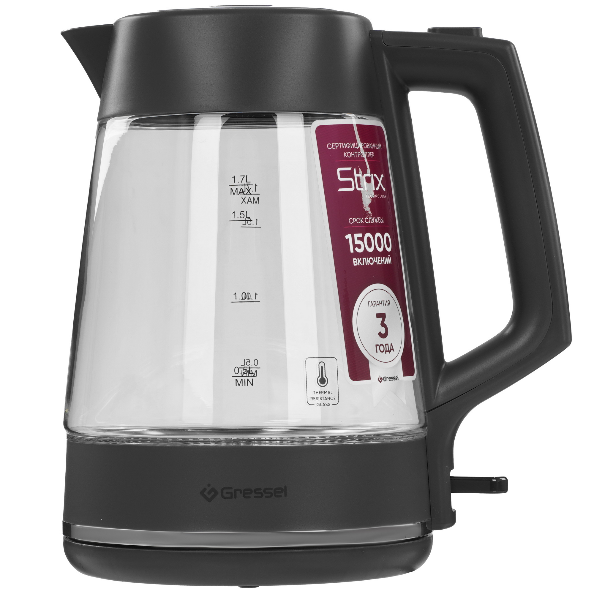 9256888 Электрочайник Gressel RGRK-771116 серый STDN-0061575 - Вид №1