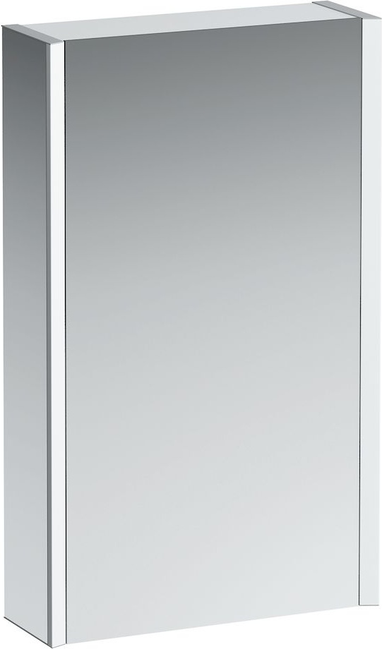 H4083229001451 Зеркальный шкафчик, aluminium,алюминий, 1 двойная зеркальная дверь, 2 светодиодными осветительными элементами,без розеток, без переключателя, дверца справа LAUFEN PRO